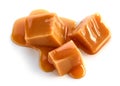 Caramel pieces on white background Royalty Free Stock Photo