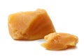 Caramel pieces on white background Royalty Free Stock Photo