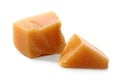 Caramel pieces on white background Royalty Free Stock Photo