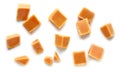 Caramel pieces on white background Royalty Free Stock Photo