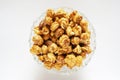 Caramel popcorn on glass bowl Royalty Free Stock Photo