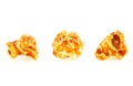 Caramel popcorn over white background