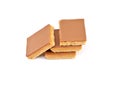Caramel shortcakes, or shortbread, on white background. Royalty Free Stock Photo