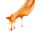 Caramel Splash Drip Isolated on White Background. Generative ai Royalty Free Stock Photo