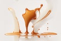 Caramel splash isolated white and background