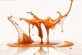 Caramel splash isolated white and transparent background