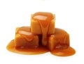 Caramel toffee and sauce isolated