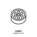 Caramel vector icon. Line sign of sweets. Editable stroke