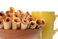 Caramel waffle rolls Royalty Free Stock Photo