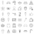 Caramelize icons set, outline style Royalty Free Stock Photo