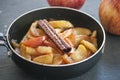 Caramelized apples in pan Royalty Free Stock Photo