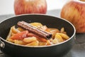 Caramelized apples in pan Royalty Free Stock Photo