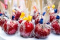 Caramelized apples sold at fairs in Brazil. Known with Apple of Love