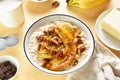 Caramelized banana oatmeal bowl