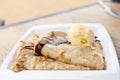 Caramelized condensed milk crepes plate