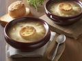 Caramelized Onion Soup with Cheese and Croutons Royalty Free Stock Photo