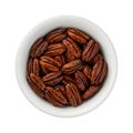 Caramelized Pecans in a ceramic bowl Royalty Free Stock Photo