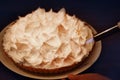 Caramelizing Meringue Cream with Culinary Blow Toch, Preparing Homemade Lemon Meringue Cake or Pie or Tart.