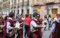 Caravaca de la Cruz, Spain, May 2, 2019: Marching band in the procession at Los Caballos Del Vino (Horses of Wine