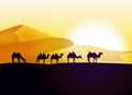 Caravan of camels in the desert