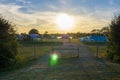 Caravan camp park at sunset in england uk Royalty Free Stock Photo