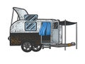 Caravan camper trailer color sketch raster