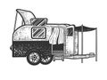 Caravan camper trailer sketch vector illustration