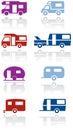 Caravan or camper van vector symbol set.