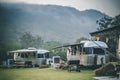 Caravan camping campsite o Royalty Free Stock Photo