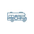 Caravan car line icon concept. Caravan car flat vector symbol, sign, outline illustration.