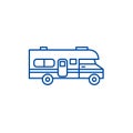 Caravan car line icon concept. Caravan car flat  vector symbol, sign, outline illustration. Royalty Free Stock Photo