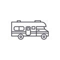 Caravan car line icon concept. Caravan car vector linear illustration, symbol, sign Royalty Free Stock Photo