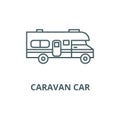 Caravan car line icon, vector. Caravan car outline sign, concept symbol, flat illustration Royalty Free Stock Photo