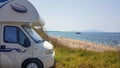 Caravan car by the sea yatch beach summer holidays