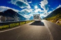 Caravan car travels on the highway. Royalty Free Stock Photo