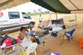 A caravan for the collection of blood donations