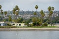 Caravan and home trailer park area next the water Royalty Free Stock Photo