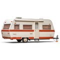 Caravan isolated on white created with Generative AI. RV for travelling around.