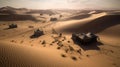 Caravan in a vast desert. AI Generated