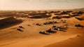 Caravan in a vast desert. AI Generated