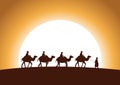 Caravan Muslim ride camel to mosque Royalty Free Stock Photo