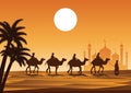 Caravan Muslim ride camel to mosque Royalty Free Stock Photo