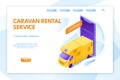 Caravan rental service vector landing page layout