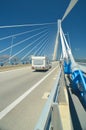 Caravan in rio antirio bridge, patra greece Royalty Free Stock Photo