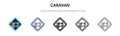 Caravan sign icon in filled, thin line, outline and stroke style. Vector illustration of two colored and black caravan sign vector