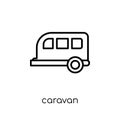 Caravan sign icon. Trendy modern flat linear vector Caravan sign