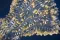 Caravan site park aerial view illuminated by summer sun on Scottish coastal ocean sea island in the highlands Scotland UK