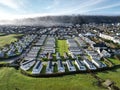 Caravan site in Westward Ho! foggy morning