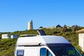 Caravan on spanish coast near lighthouse Carbonera Royalty Free Stock Photo