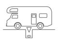 Caravan and sump, black and white  vector icon Royalty Free Stock Photo